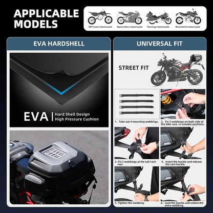 Hard Shell Motorcycle Tail Bag – Expandable 23-35L