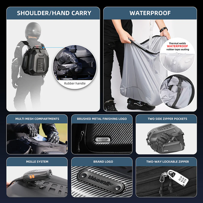 Hard Shell Motorcycle Tail Bag – Expandable 23-35L