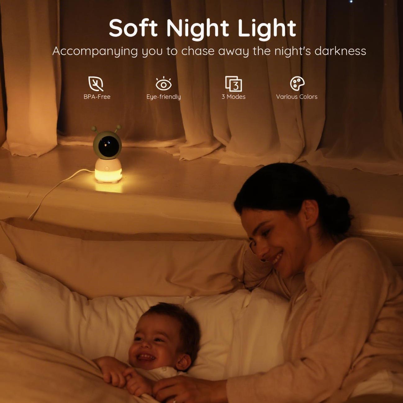 2K Baby Monitor – WiFi Camera with 360° Pan & Night Light