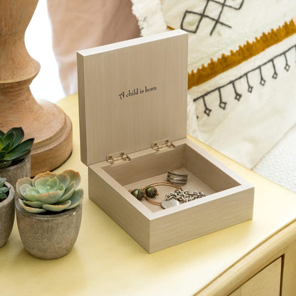 Hand-Carved & Hand-Painted Memory Box – Wooden Jewelry & Keepsake Chest