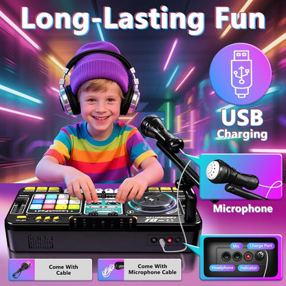 Kids DJ Music Mixer – Interactive Toy with Microphone & Lights for Ages 3-12